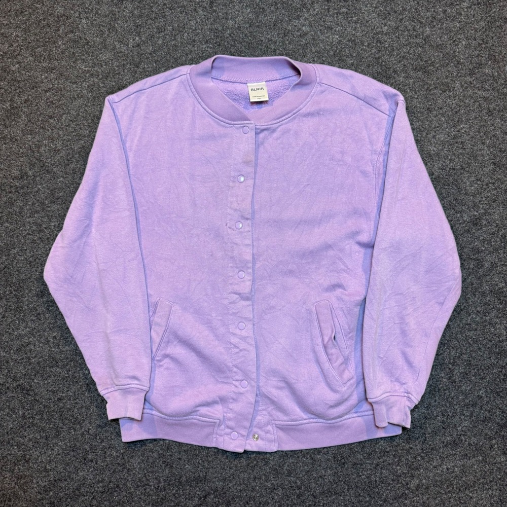 Blair Lavender Purple Snap Front Fleece Cardigan Sweatshirt Petite Medium